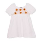 HelloBaby Kız Bebek Elbise Çiçek Baskılı Bisiklet Yaka Strappy - Ekru