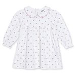 HelloBaby Kız Bebek Elbise Çiçek Baskılı Çıtçıtlı Bebe Yaka Uzun Kol - Ekru