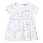 HelloBaby Kız Bebek Elbise Çiçek Baskılı Çıtçıtlı Bisiklet Yaka Short Sleeve - Ekru