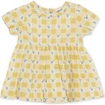 Hellobaby Kız Bebek Elbise Çiçek Baskılı Çıtçıtlı Bisiklet Yaka Short Sleeve - Sarı - 3 - 6 Ay