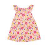 HelloBaby Kız Bebek Elbise Çiçek Baskılı Fırfırlı Yaka Sleeveless - Pembe