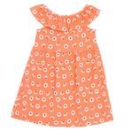 HelloBaby Kız Bebek Elbise Çiçek Baskılı Fırfırlı Yaka Sleeveless - Turuncu