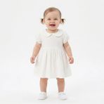 Hellobaby Kız Bebek Elbise Çıtçıtlı Bebe Yaka Short Sleeve - 1 - 3 Ay - Ekru