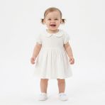 HelloBaby Kız Bebek Elbise Çıtçıtlı Bebe Yaka Short Sleeve - Ekru