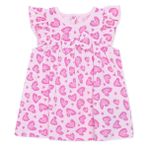 HelloBaby Kız Bebek Elbise Hayvan Baskılı Çıtçıtlı Bisiklet Yaka Short Sleeve - Pembe