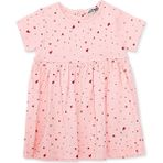 Hellobaby Kız Bebek Elbise Kalp Baskılı Çıtçıtlı Bisiklet Yaka Kısa Kol - 9 - 12 Ay - Pembe