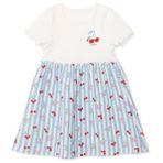 HelloBaby Kız Bebek Elbise Kiraz Baskılı Çıtçıtlı Bisiklet Yaka Kısa Kol Reçme - Ekru