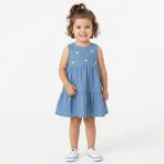 HelloBaby Kız Bebek Elbise Meyve Baskılı Bisiklet Yaka Sleeveless Reçme - İndigo