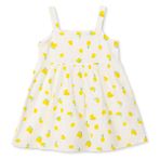 HelloBaby Kız Bebek Elbise Meyve Baskılı Modelli Yaka Strappy Reçme - Ekru