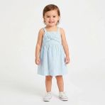 Hellobaby Kız Bebek Elbise Meyve Baskılı Modelli Yaka Strappy Reçme - Mavi - 12 - 18 Ay