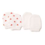 HelloBaby Kız Bebek Eldiven Kalp Baskılı - Ekru