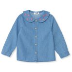 HelloBaby Kız Bebek Gömlek Çiçek Baskılı Düğmeli Yaka Long Sleeve - İndigo