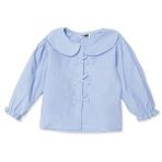 HelloBaby Kız Bebek Gömlek Fiyonk Baskılı Düğmeli Bebe Yaka Long Sleeve - Mavi