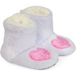 HelloBaby Kız Bebek Kalp Nakışlı Panduf - Gri