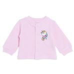 HelloBaby Kız Bebek Kapitone Hırka Unicorn Baskılı Çıtçıtlı Bisiklet Yaka Uzun Kol - Pembe