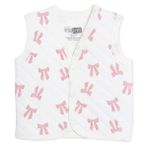 HelloBaby Kız Bebek Kapitone Yelek Fiyonk Baskılı Çıtçıtlı V Yaka Sleeveless