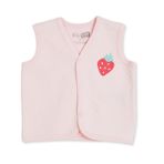 HelloBaby Kız Bebek Kapitone Yelek Meyve Baskılı Çıtçıtlı V Yaka Sleeveless - Pembe