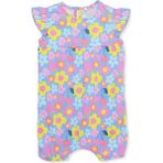 Hellobaby Kız Bebek Kısa Tulum Çiçek Baskılı Çıtçıtlı Bisiklet Yaka Short Sleeve Lastikli - 01-Siyah - 2 - 3 Yaş