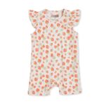 HelloBaby Kız Bebek Kısa Tulum Çilek Baskılı Çıtçıtlı Bisiklet Yaka Short Sleeve Lastikli - Pembe