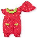 Hellobaby Kız Bebek Kısa Tulum Çilek Baskılı Çıtçıtlı Modelli Yaka Kısa Kol Lastikli - Kırmızı - 1 - 3 Ay