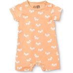 Hellobaby Kız Bebek Kısa Tulum Fiyonk Baskılı Çıtçıtlı Bisiklet Yaka Kısa Kol Reçme - Somon - 2 - 3 Yaş