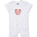 Hellobaby Kız Bebek Kısa Tulum Kalp Baskılı Çıtçıtlı Bisiklet Yaka Kısa Kol Reçme - Ekru - 2 - 3 Yaş