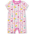 Hellobaby Kız Bebek Kısa Tulum Meyve Baskılı Çıtçıtlı Bisiklet Yaka Kısa Kol Reçme - Açık Pembe - 2 - 3 Yaş