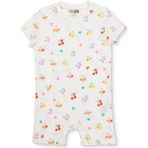 Hellobaby Kız Bebek Kısa Tulum Meyve Baskılı Çıtçıtlı Bisiklet Yaka Kısa Kol Reçme - Ekru - 12 - 18 Ay
