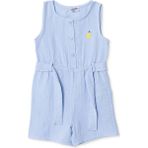 Hellobaby Kız Bebek Kısa Tulum Meyve Baskılı Düğmeli Bisiklet Yaka Sleeveless Reçme - Mavi - 9 - 12 Ay