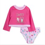HelloBaby Kız Bebek Mayo Yazı Baskılı - Pembe