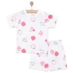 HelloBaby Kız Bebek Pijama Takımı Bisiklet Yaka Kısa Kol Reçme - Ekru