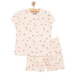HelloBaby Kız Bebek Pijama Takımı Bisiklet Yaka Kısa Kol Reçme - Somon