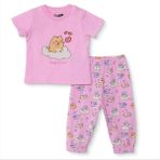 Hellobaby Kız Bebek Pijama Takımı Hayvan Baskılı Bisiklet Yaka Kısa Kol Reçme - Pembe - 3 - 6 Ay