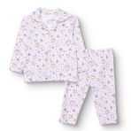 HelloBaby Kız Bebek Pijama Takımı Kalp Baskılı Düğmeli Gömlek Yaka Uzun Kol Reçme - Pembe