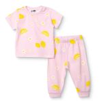 HelloBaby Kız Bebek Pijama Takımı Meyve Baskılı Bisiklet Yaka Short Sleeve Reçme - Pembe