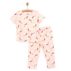 HelloBaby Kız Bebek Pijama Takımı Unicorn Desenli Bisiklet Yaka Reçme Paça Kısa Kol Pembe 3 Yaş -