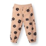 HelloBaby Kız Bebek Polar Pantolon Lastikli - Bej Baskılı
