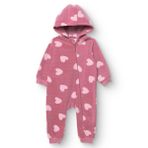 HelloBaby Kız Bebek Polar Tulum Kapüşonlu Uzun Kol Lastikli - Gül Kurusu