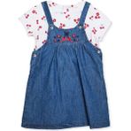 Hellobaby Kız Bebek Salopet-Tişört Kiraz Baskılı Düğmeli Bisiklet Yaka Short Sleeve Reçme - 9 - 12 Ay - İndigo