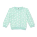 HelloBaby Kız Bebek Sweatshirt Çiçek Baskılı Bisiklet Yaka Long Sleeve - Yeşil