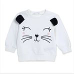 Hellobaby Kız Bebek Sweatshirt Hayvan Baskılı Çıtçıtlı Bisiklet Yaka Uzun Kol - Ekru - 3 - 6 Ay