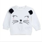 HelloBaby Kız Bebek Sweatshirt Hayvan Baskılı Çıtçıtlı Bisiklet Yaka Uzun Kol - Ekru