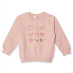 HelloBaby Kız Bebek Sweatshirt Kalp Baskılı Bisiklet Yaka Long Sleeve - Pembe