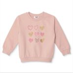 HelloBaby Kız Bebek Sweatshirt Kalp Baskılı Bisiklet Yaka Long Sleeve