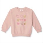 Hellobaby Kız Bebek Sweatshirt Kalp Baskılı Bisiklet Yaka Uzun Kol - Pembe - 9 - 12 Ay