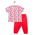 HelloBaby Kız Bebek Tişört-Alt Çiçek Baskılı Çıtçıtlı Bisiklet Yaka Kısa Kol Patiksiz - Pembe