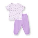 HelloBaby Kız Bebek Tişört-Alt Kalp Baskılı Çıtçıtlı Bisiklet Yaka Kısa Kol Patiksiz - Lila