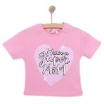 HelloBaby Kız Bebek Tişört Bisiklet Yaka Kısa Kol Pembe -