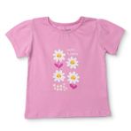 HelloBaby Kız Bebek Tişört Çiçek Baskılı Bisiklet Yaka Kısa Kol - Lila