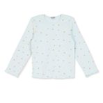 HelloBaby Kız Bebek Tişört Çiçek Baskılı Bisiklet Yaka Long Sleeve - Mavi